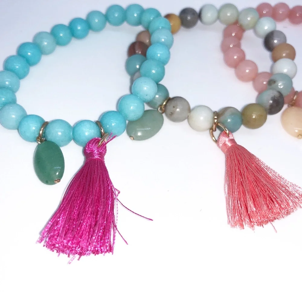 Beaded Charm Tassel Bracelets